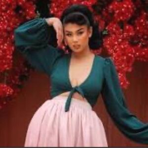 Pinupgirlclothing Laura Byrnes spruce green Hayworth tie front top size 3x
